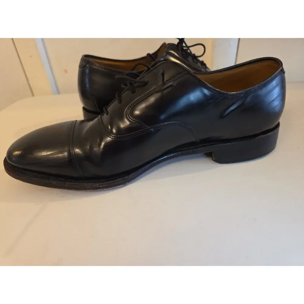 Johnston & Murphy 24-93110 Mens Black Leather Cap Toe Oxford Dress Shoes Sz 10D